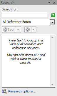 screen shot of a typical task pane
