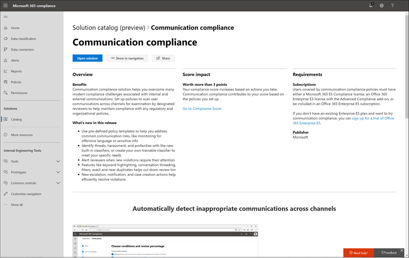 Communication compliance solution.