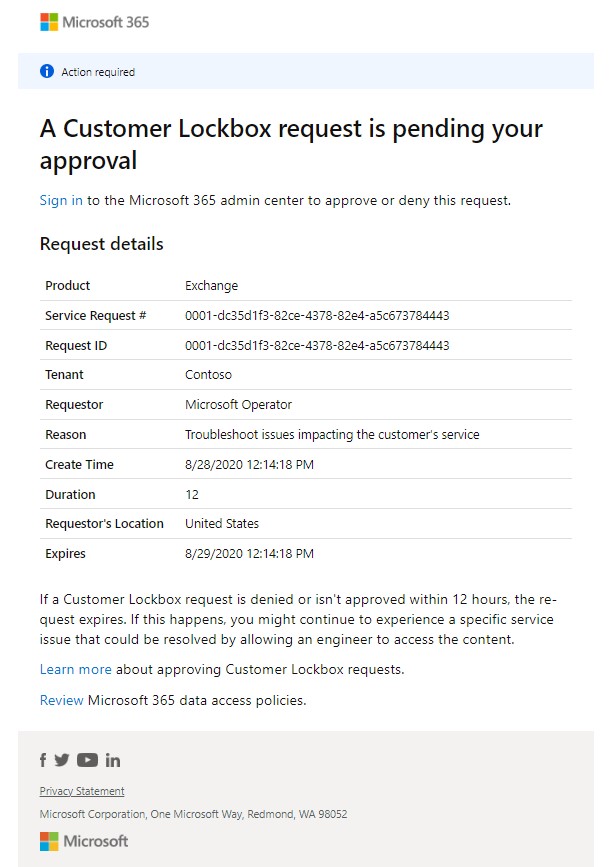 Example of a Customer Lockbox email notification.