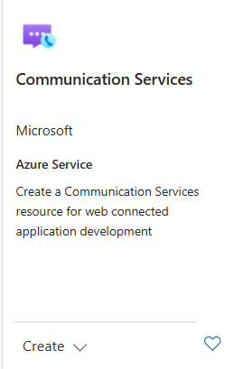Screenshot of the Communication Services tile showing the details you need to create an Azure Communication Services Resource.