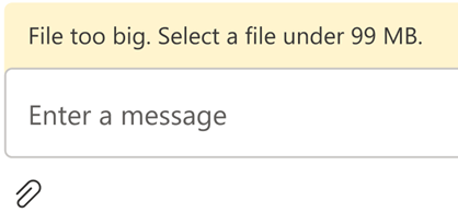 Screenshot that shows the File Upload Error Bar. File Upload Error Bar