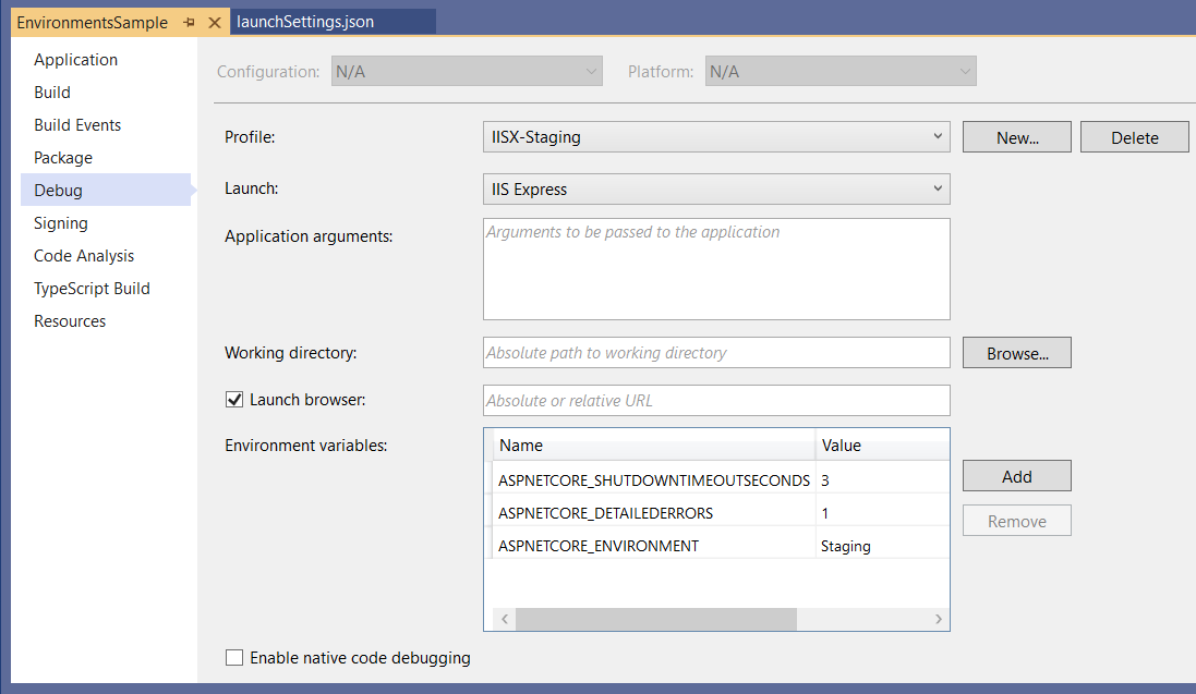 Project Properties Setting Environment variables