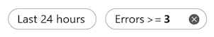 Screenshot of filters to show connectors over the last 24 hours with an error rate greater than 3 percent.