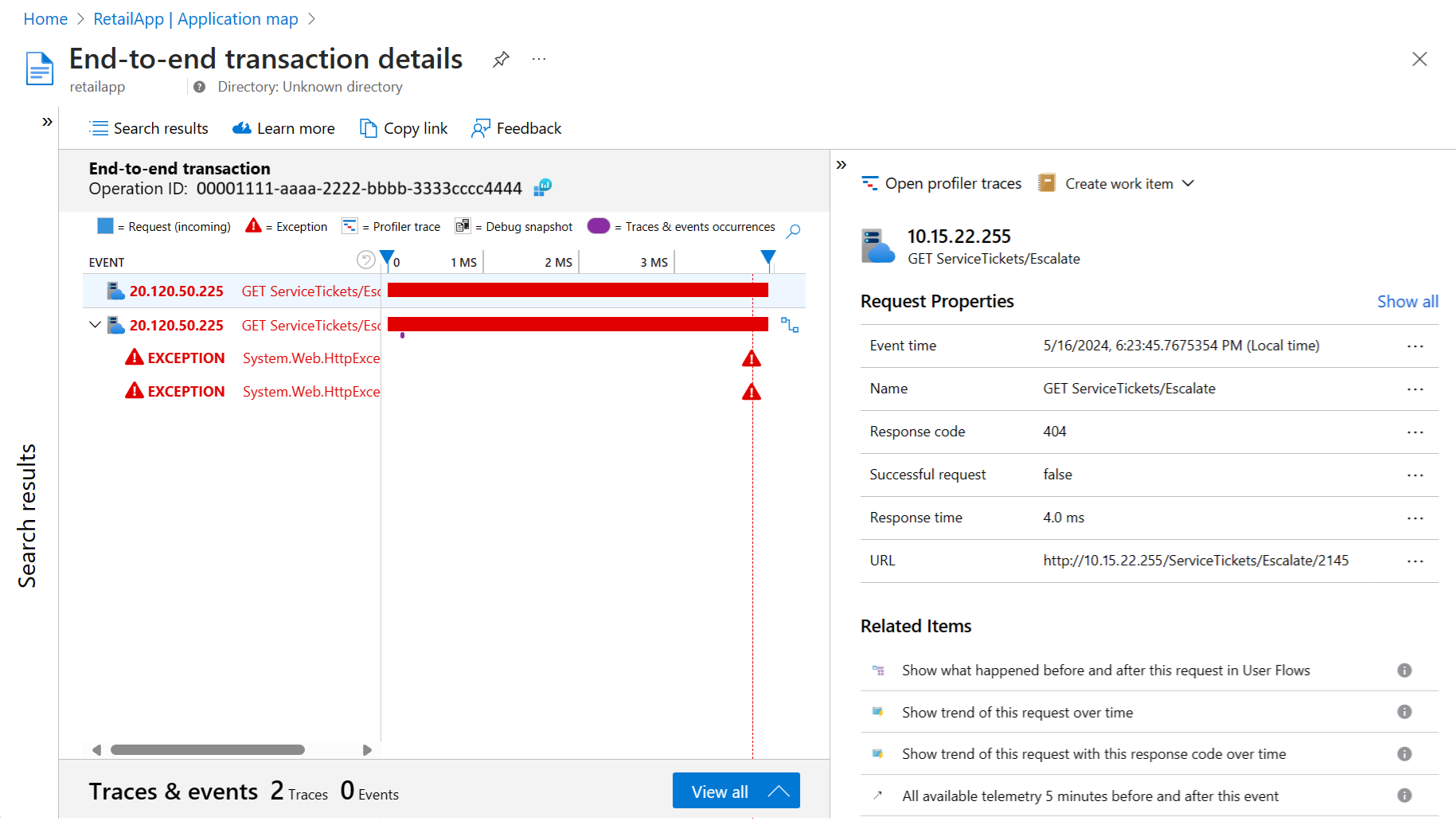 Screenshot that shows the Details view for a selected component.