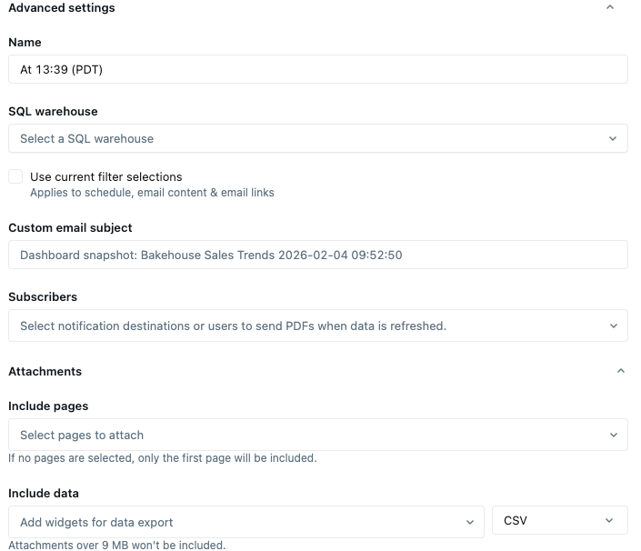 Add advanced settings for schedules.