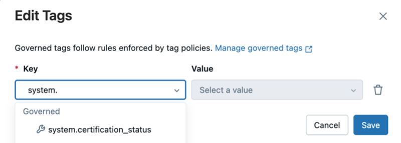 List of system tags.