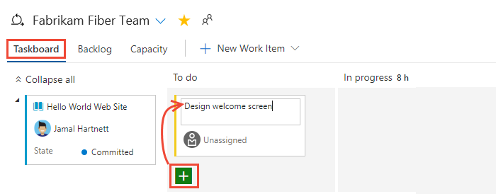 Add task from the taskboard