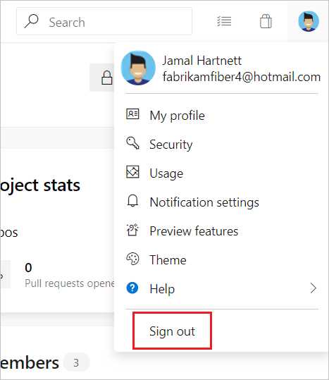Screenshot of Sign in with a different account button selected.