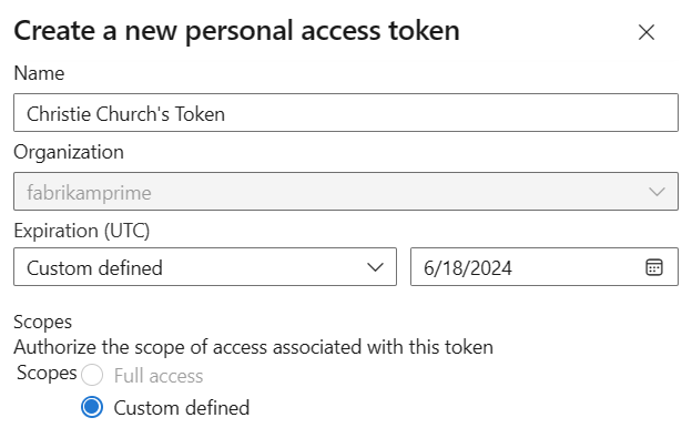 Screenshot showing entry of basic token information.