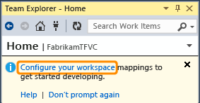 Screenshot that shows mapping the project to a folder on your dev machine.