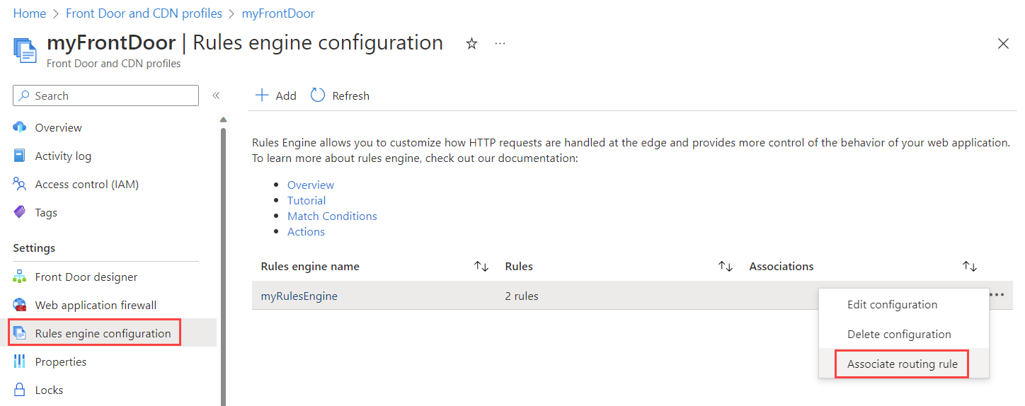 Screenshot showing how to associate a routing rule.