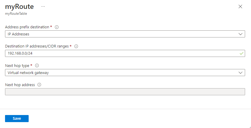 Screenshot of a route details page