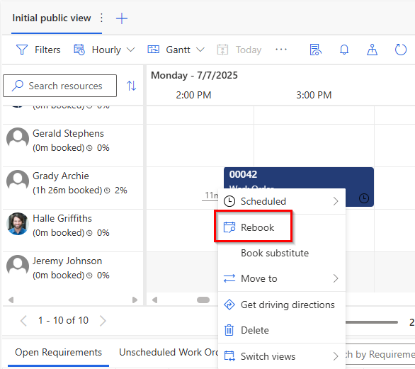 Tvarkaraščio lentos ekrano kopija, kurioje rodoma rezervavimo iš naujo parinktis.