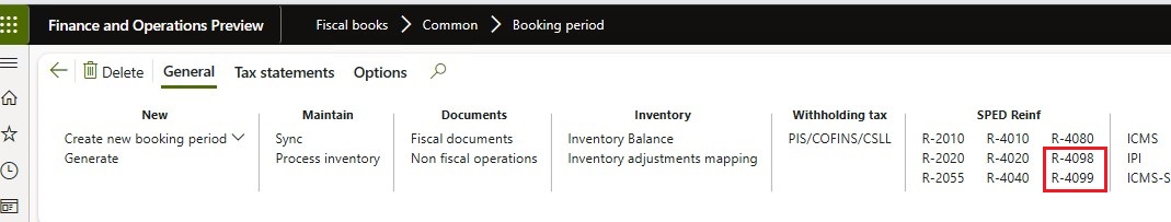 Events R-4098 and R-4099 on the Booking period page.