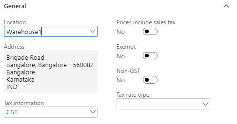 Tax information dialog box.