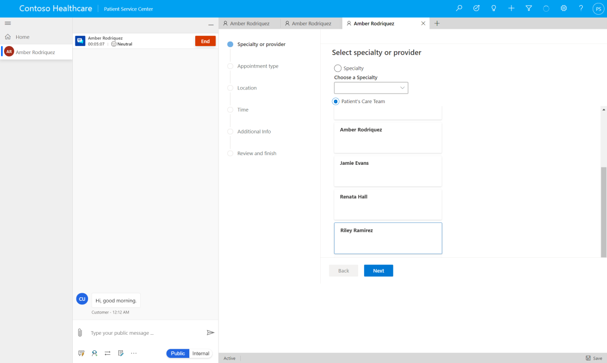 Selecting a specialty or provider in the scheduling wizard Selecting a specialty or provider in the scheduling wizard.