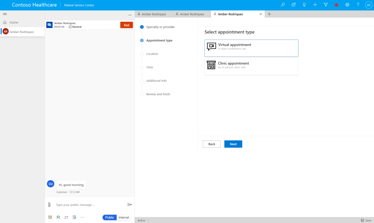Selecting an appointment type in the scheduling wizard Selecting an appointment type in the scheduling wizard.