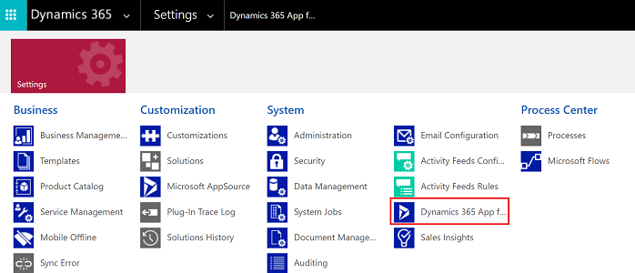 Eiti į Dynamics 365 App for Outlook.