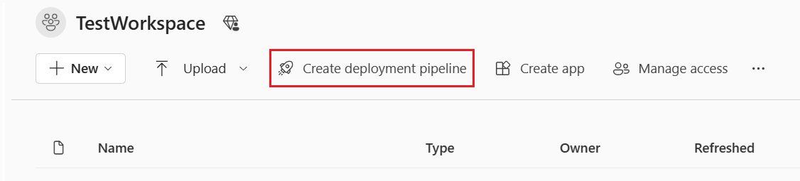 A screenshot of the create pipeline button.