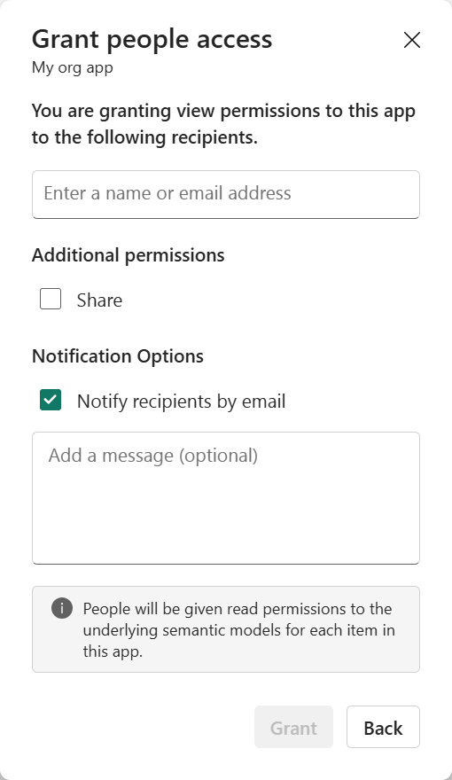 A screenshot showing the 'Grant people access' dialog box.