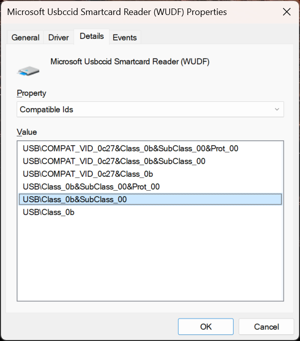 smartcard reader properties