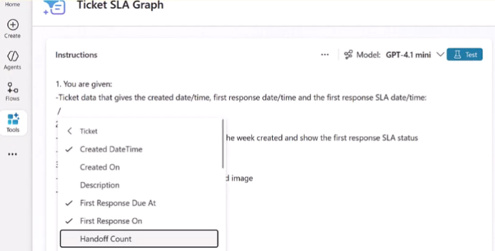 Screenshot of adding fields to the prompt.