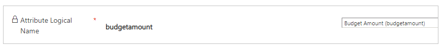 Biudžeto sumos atributo loginis pavadinimas.