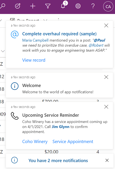 Pavyzdys, kaip rodomi pranešimai apie skrebučius.