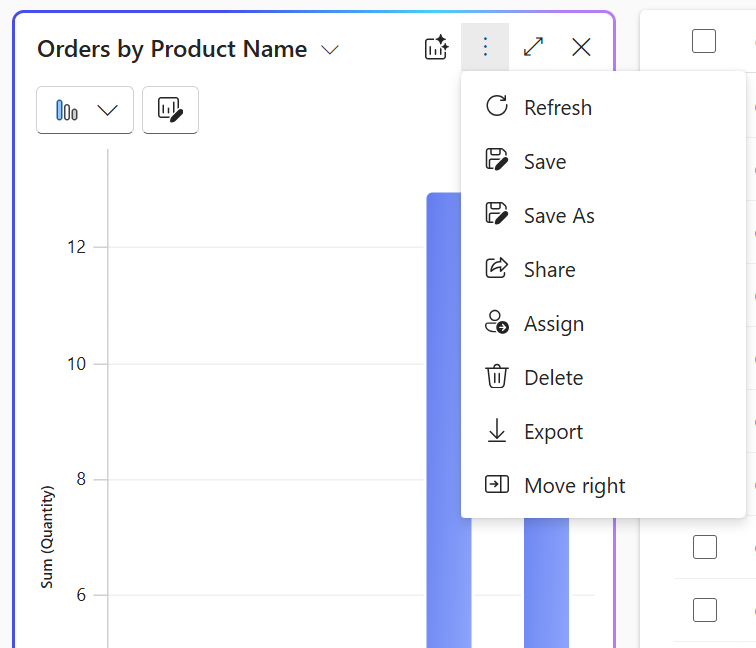 Ekrano kopija, kurioje rodomos išsamios parinktys spustelėjus tris taškus.
