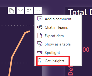 Screenshot that shows Get Insights on visual settings.