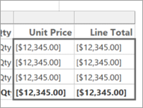 Screenshot showing report values formatted as currency.