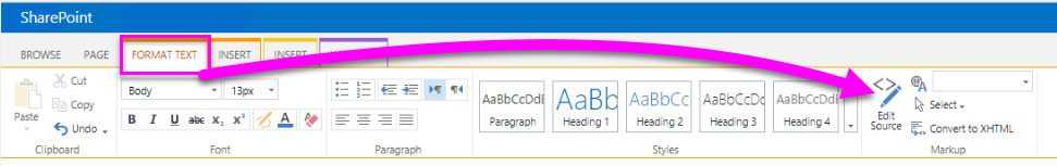 Screenshot of Edit Source.