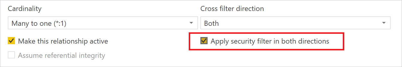 Screenshot showing how to apply security filter.