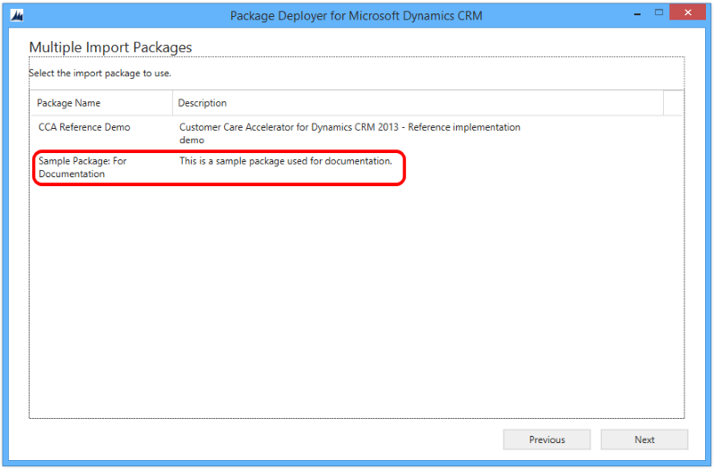 Įrankyje pasirinkite savo paketą Package Deployer .