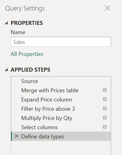 Screenshot of the original query after the extract previous step action.