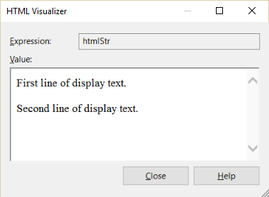 Screenshot of HTML string visualizer.