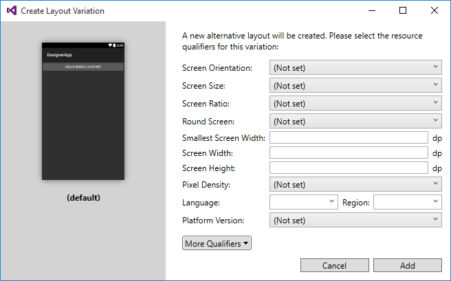 Create layout variation Create layout variation