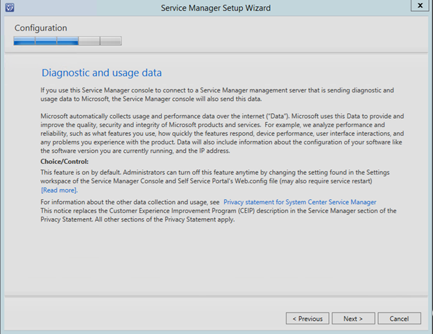 Screenshot showing the diagnostic and usage data.