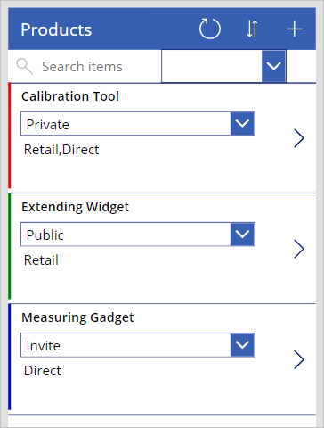 Screenshot of the gallery showing all products.