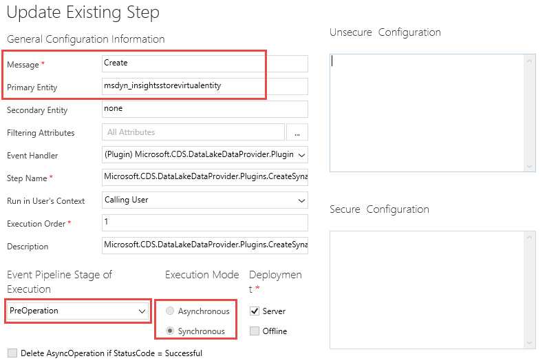 Screenshot showing the properties for a step.