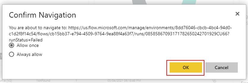 Screenshot of the Confirm Navigation dialog box.