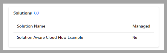 Screenshot of the Solutions tile of the flow definition.