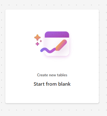 Screenshot of the start from blank option.
