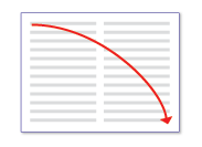 figure of red arrow in diagonal reading pattern