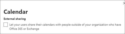 Screenshot of showing external calendar sharing as not allowed.