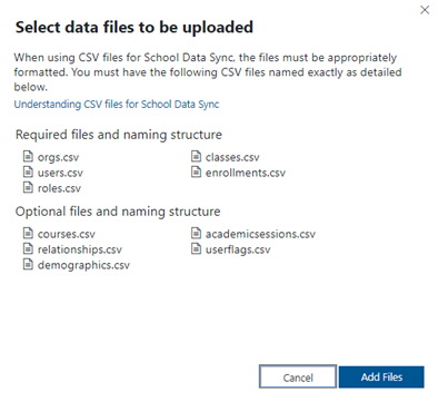 Select data files to be added.