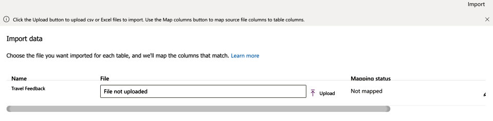 Ekrānuzņēmums no ekrāna Importēt datus.