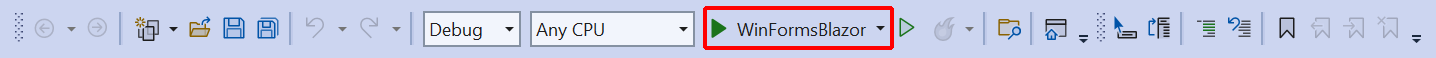 Start button of the Visual Studio toolbar.