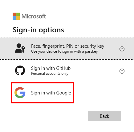 Screenshot of select external identity provider in Microsoft Entra.