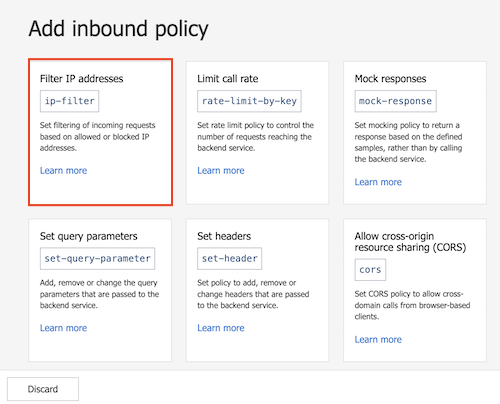 Filter IP addresses policy